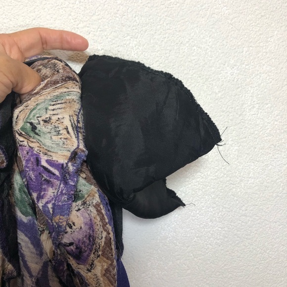 Petite Sophisticate Purple and Brown Floral Midi Dress Crew neck and zipper back - Picture 10 of 13